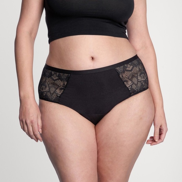 NEW Thinx Modal Lace Period Underwear High Waist Black Size Medium NWT - Picture 1 of 3